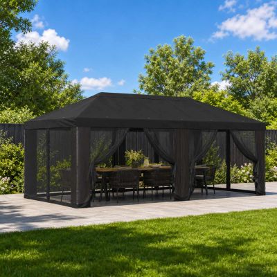 vidaXL Kryt altánku s bočnými stenami 6 x 3 m Čierna Polyester 190 gsm