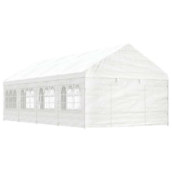 vidaXL Altánok so strechou, biely 8,92x4,08x3,22 m, polyetylén