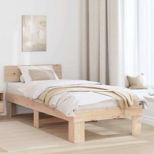 vidaXL Rám postele Prírodná 100 x 200 cm Masívne borovicové drevo
