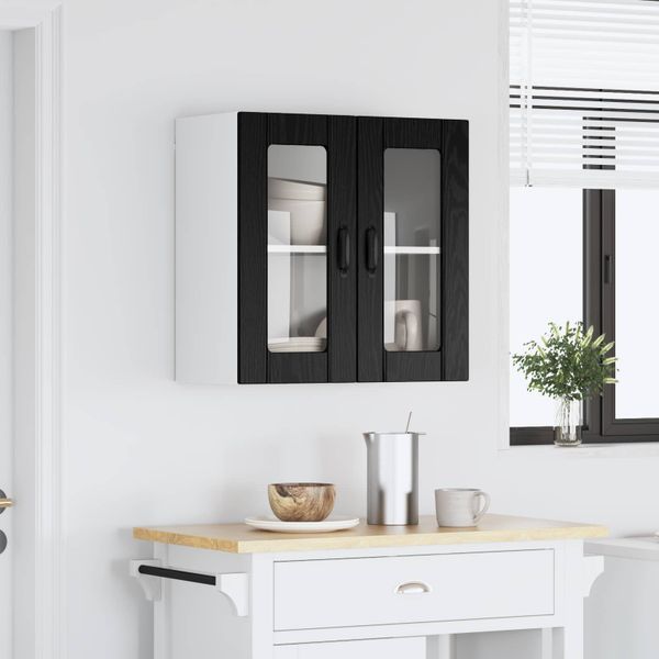 vidaXL Nástenný sklenený kabinet LUCCA Čierny dub 60 x 31 x 60 cm