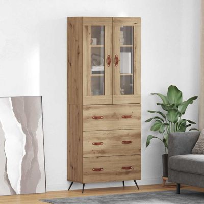 vidaXL Vysoký kabinet so policou 2 pcs Remeselný dub Kompozitné drevo