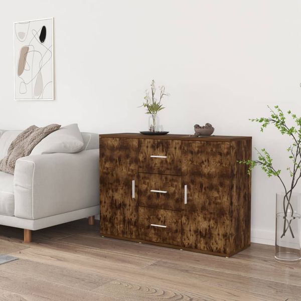 vidaXL Komoda dymový dub 91x29,5x65 cm spracované drevo