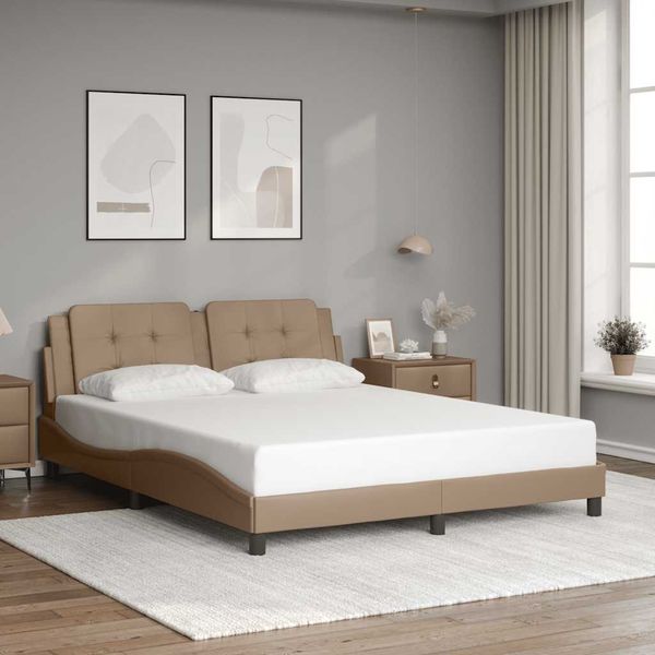vidaXL Rám postele bez matraca Zadar kapučínový 160x200 cm umelá koža