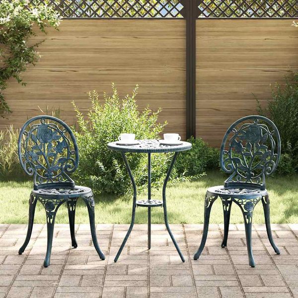 vidaXL Záhradný bistro set 3 pcs Zelená Hliník