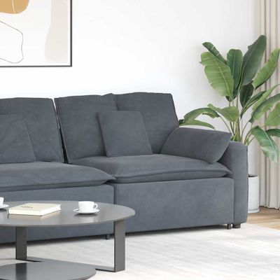 vidaXL Modulová opierka na ruky s vankúšmi, tmavosivá, 100 cm