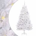 vidaXL Umelý Sklápací Vianočný Stromček Biela 180 cm PVC a oceľ