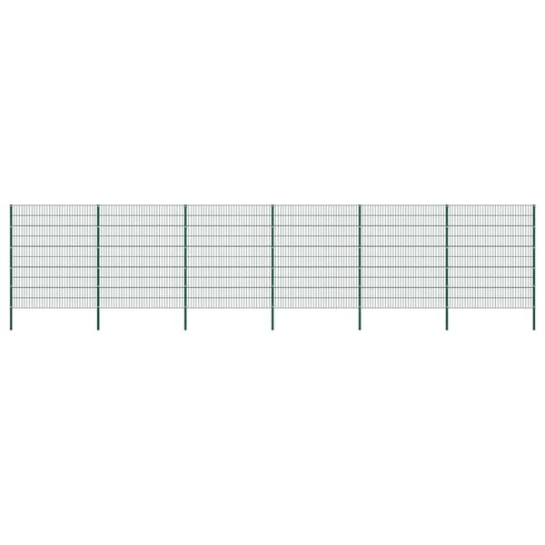 vidaXL Plotový panel so stĺpikmi, železný 1040x200 cm, zelený