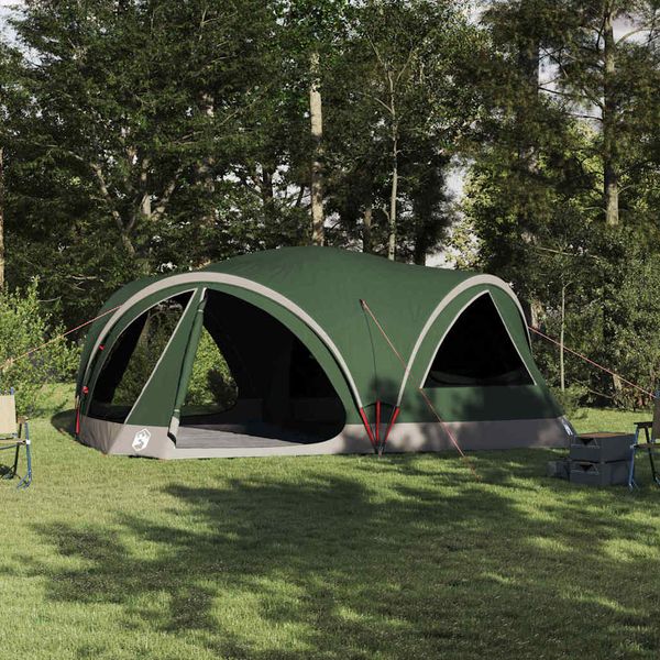 vidaXL Rodinný stan pre 10 osôb Zelená a šedá 460 x 430 x 214 cm