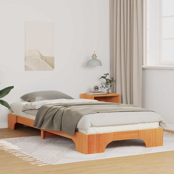 vidaXL Rám postele Hnedá 100 x 220 cm Masívne borovicové drevo