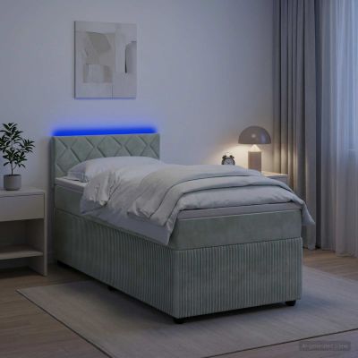 vidaXL Posteľ boxspring s matracom Svetlosivá 90 x 200 cm Zamat