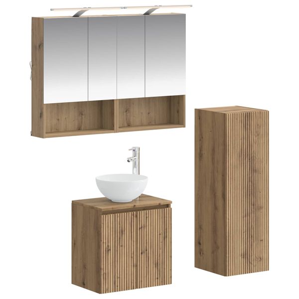 vidaXL Sada kúpeľňového nábytku 4 pcs Dub artisan