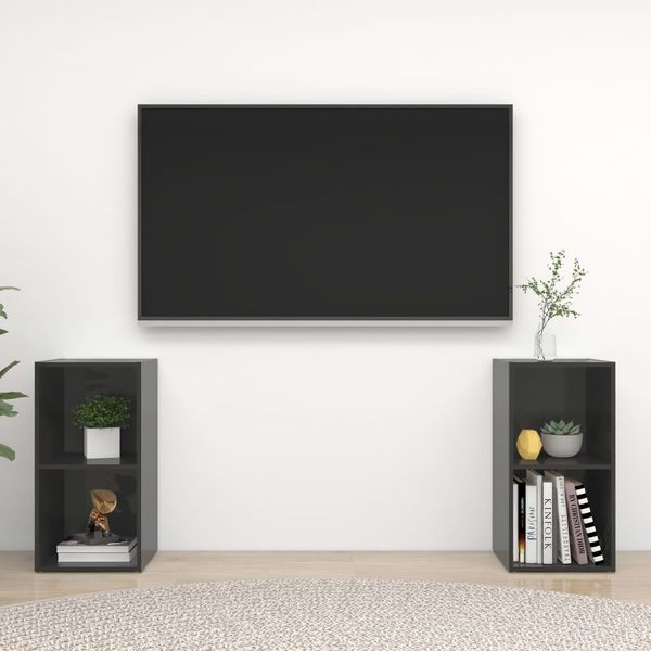 vidaXL TV skrinky 2 ks, lesklé sivé 72x35x36,5 cm, kompozitné drevo