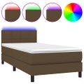 vidaXL Posteľ boxsping s matracom a LED tmavohnedá 80x200 cm látka