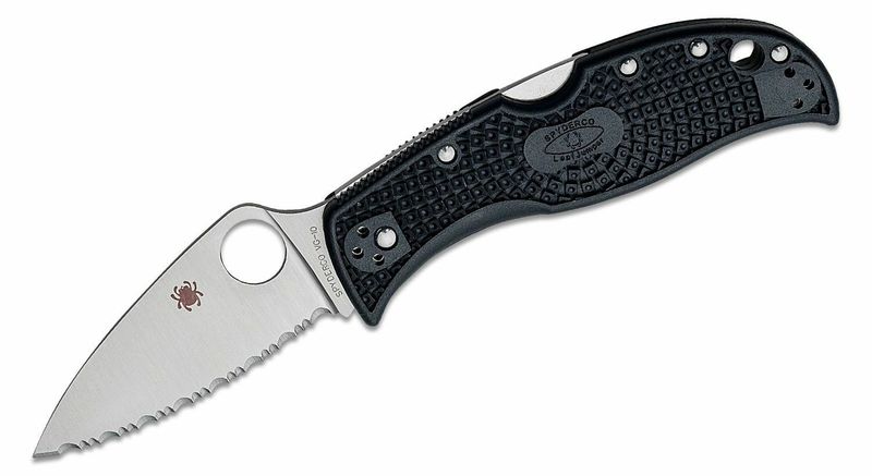 Spyderco C262SBK LeafJumper vreckový nôž 7,8 cm, zúbkovanie, čierna, FRN