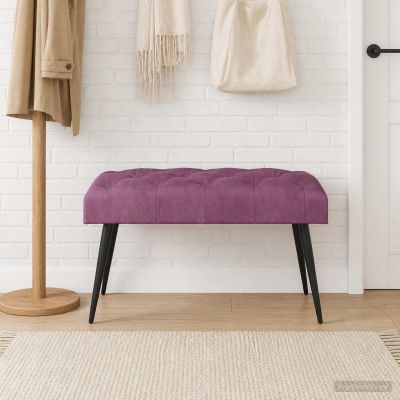vidaXL Lavica s gombíkovým prešívaním Fialová 80 x 40 x 46 cm Zamat