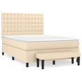 vidaXL Boxspring posteľ s matracom krémový 140x190 cm látka