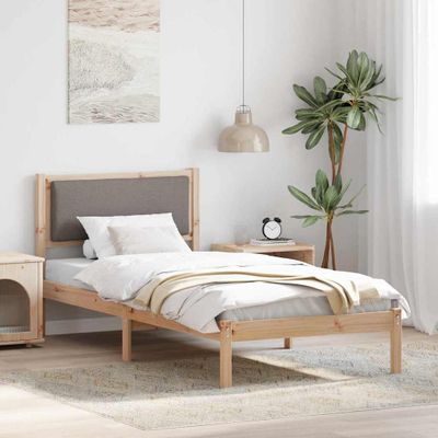 vidaXL Rám postele Sivohnedá 90 x 190 cm Masívne borovicové drevo