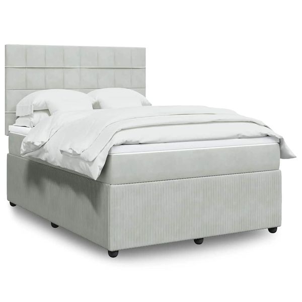 vidaXL Posteľný rám boxsping s matracom bledosivý 140x200 cm zamat
