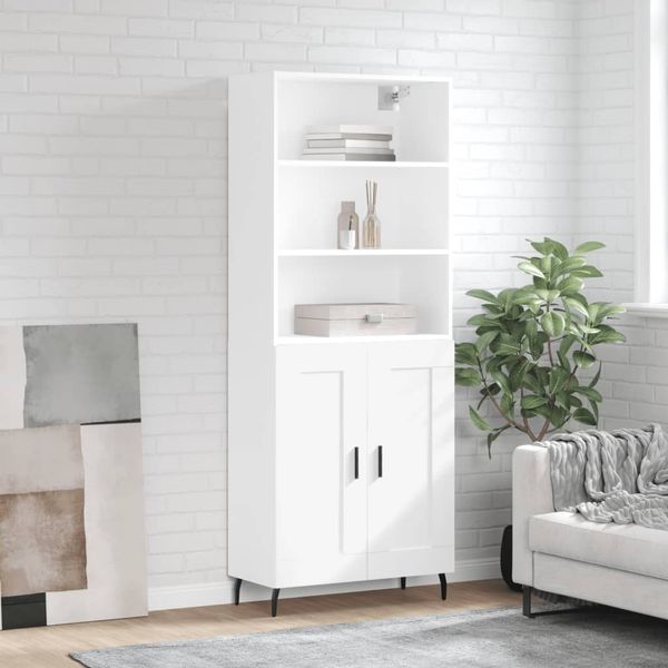 vidaXL Vysoká skrinka biela 69,5x34x180 cm spracované drevo