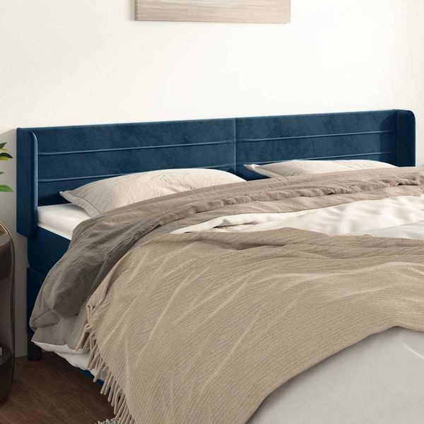 vidaXL Čelo postele so záhybmi tmavomodrá 203x16x78/88 cm zamat