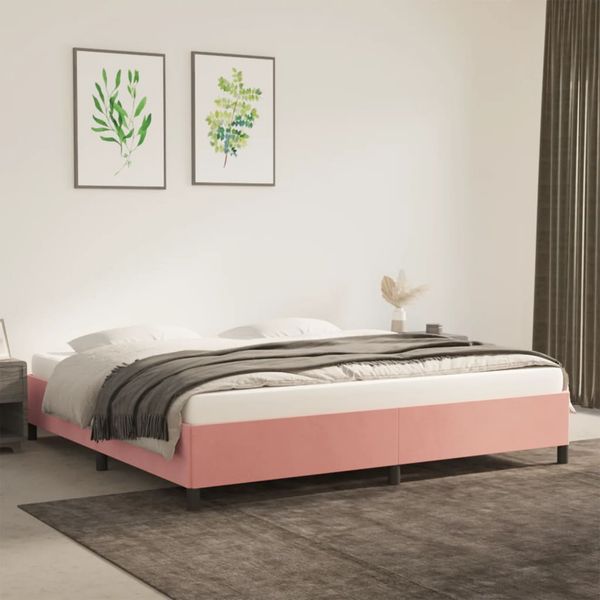vidaXL Rám postele ružový 200x200 cm zamat