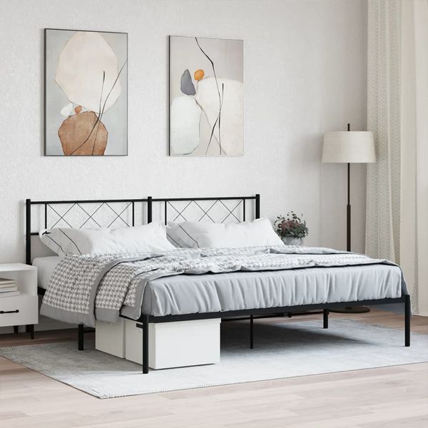 vidaXL Kovový rám postele s čelom čierny 180x200 cm