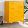 vidaXL Komoda horčicovožltá 68x39x89 cm oceľ