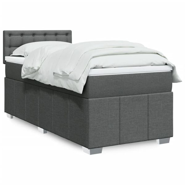 vidaXL Boxspring posteľ s matracom tmavosivá 90x190 cm látka
