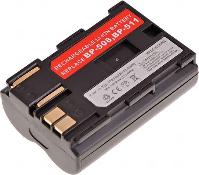 Batéria T6 Power Canon BP-508, BP-511, BP-511A, BP-512, BP-514, 1600mAh, 11,8Wh, hnedá