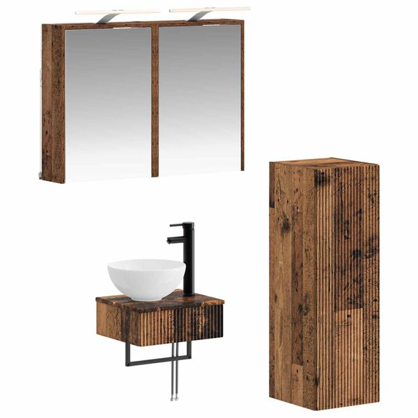 vidaXL Set kabinetov do kúpeľne 4 pcs Staré drevo 43 x 16 x 62,5 cm