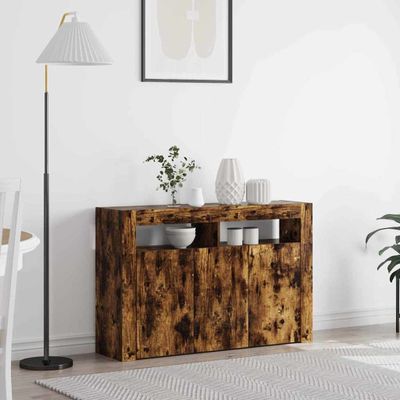 vidaXL Servírovacia skriňa Dymová dub 116 x 30 x 75 cm