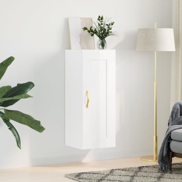 vidaXL Nástenná skrinka lesklá biela 34,5x34x90 cm kompozitné drevo