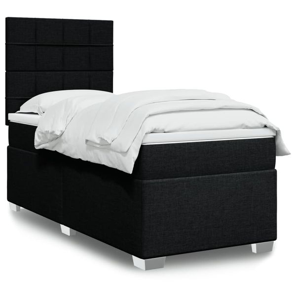 vidaXL Posteľný rám boxspring s matracom čierny 90x200 cm látka