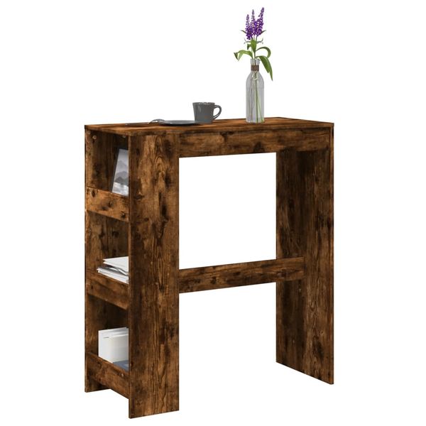 vidaXL Barový stôl s policami dymový dub 90x40x103,5 cm kompoz. drevo