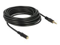 Predlžovací kábel slúchadiel - 4-pólový mini jack s pinmi (male) do 4-pólový mini jack so zdierkami (female) - 5 m - čierna
