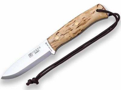 JOKER CL122-P EMBER vonkajší nôž 10,5 cm, drevo kučeravej brezy, kožené puzdro a kresadlo