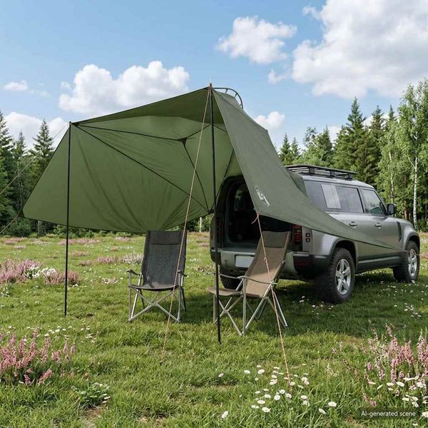 vidaXL Auto Stan Armádna zelená 350 x 250 cm Polyester a oceľ