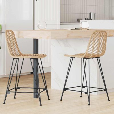 vidaXL Barová stolička 2 pcs 44,5 x 54,5 x 97,5 cm Ratan a železo