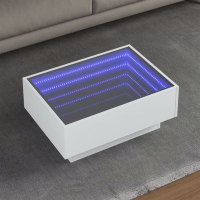 vidaXL Konferenčný stolík s LED biely 70x50x30 cm kompozitné drevo