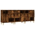 vidaXL Komody 3 ks dymový dub 60x35x70 cm kompozitné drevo