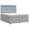 vidaXL LED boxspring posteľ s matracom Svetlosivá 200 x 200 cm Látka