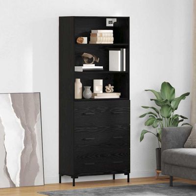vidaXL Highboard Čierny dub 69,5 x 34 x 180 cm Kompozitné drevo