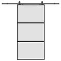vidaXL Posuvné dvere s kovaním čierne 102,5x205 cm tvrdené sklo