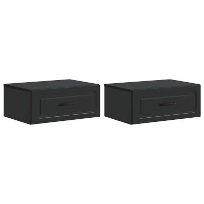 vidaXL Nástenná nočná skrinka Nástenný 2 pcs Čierna 49 x 34,5 x 20 cm
