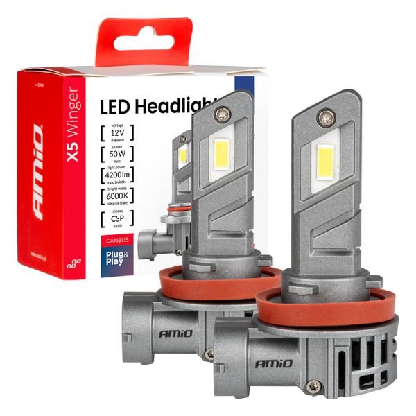 LED žiarovky X5-series WINGER H8 H9 H11 6000K max 50W AMIO-03947