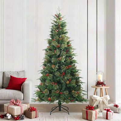 vidaXL Umelý Sklápací Vianočný Stromček Zelená 240 cm PVC, PE a oceľ