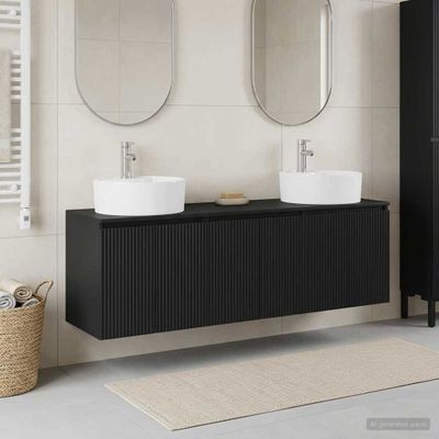 vidaXL Set kabinetov do kúpeľne 3 ks Čierna 49,5 x 44,5 x 65 cm