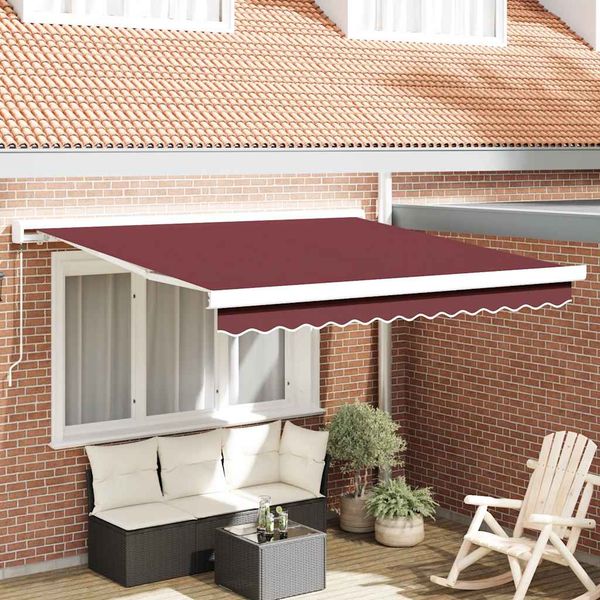 vidaXL Ručne zaťahovacia markíza vínová 300x250 cm