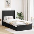 vidaXL Posteľový rám s úložným priestorom a čelom Čierna 75 x 190 cm