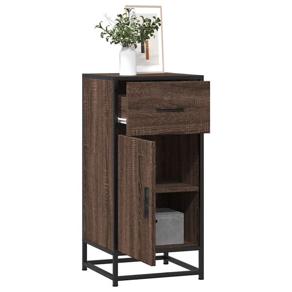 vidaXL Komoda hnedý dub 35,5x35x76 cm kompozitné drevo a kov